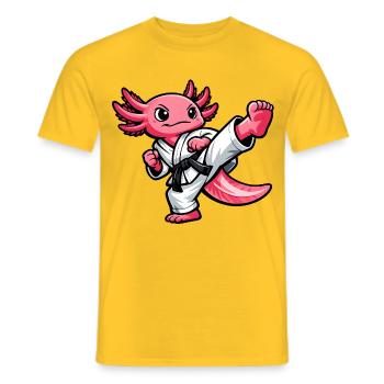 Süßer Axolotl beim Karate - Männer T-Shirt - Gelb - Vorne - AI Model Male 178 dark (178cm)