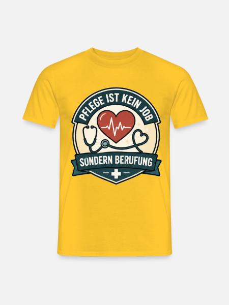 Pflege Berufung Herzstethoskop - Männer T-Shirt - Gelb