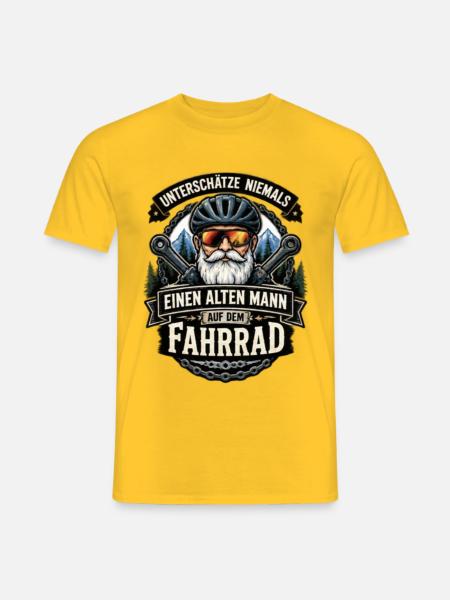 Alter Mann auf dem Fahrrad - Männer T-Shirt - Gelb