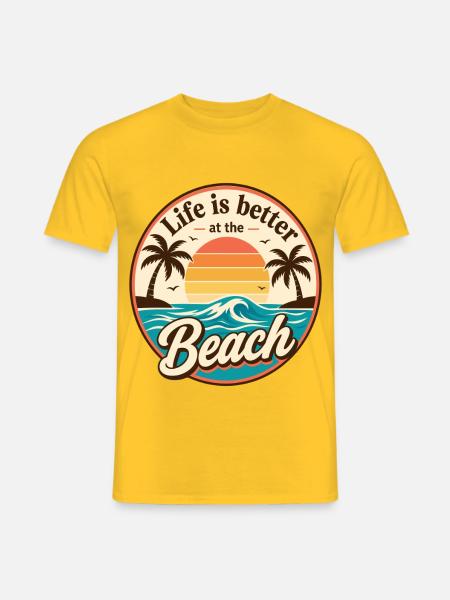Life is better at the Beach – Retro Strandliebe - Männer T-Shirt - Gelb
