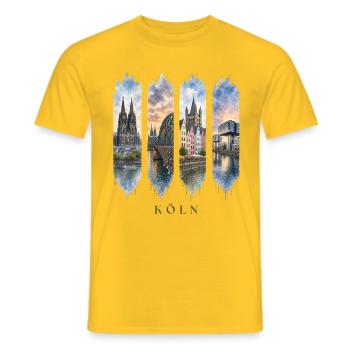 Köln Urlaub Travel – Kölner Dom Motiv - Männer T-Shirt - Gelb - Vorne - AI Model Male 178 dark (178cm)