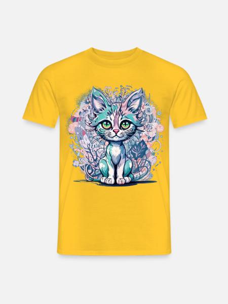 Ute Pastel Fantasy Kitten - Männer T-Shirt - Gelb