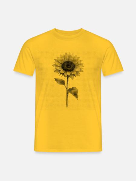 Graustufenblüte im Halbton-Bipmap-Effekt - Männer T-Shirt - Gelb
