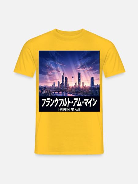 Frankfurt Anime Skyline Poster - Männer T-Shirt - Gelb