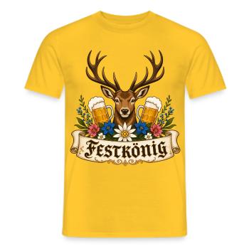 Festkönig Bier Volksfest Bayern Hirschkopf - Männer T-Shirt - Gelb - Vorne - AI Model Male 178 dark (178cm)