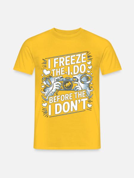 Wedding Photographer I Freeze The I Do Photoshoot - Männer T-Shirt - Gelb