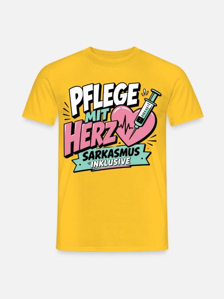 Pflegekraft Geschenk - Pflege mit Herz - Männer T-Shirt - Gelb