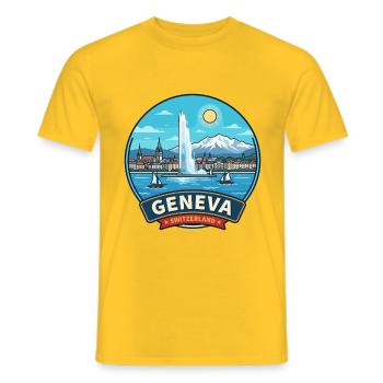 Genf, Schweiz Jet d Eau Lake Mont Blanc - Männer T-Shirt - Gelb - Vorne - AI Model Male 178 dark (178cm)