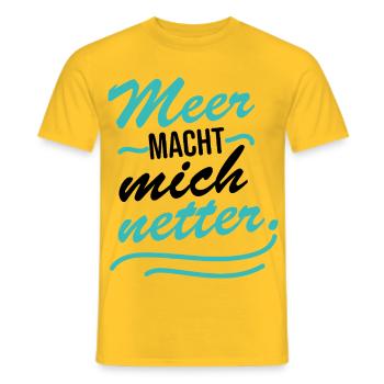 Meer macht mich netter - lustige Sprüche - Männer T-Shirt - Gelb - Vorne - AI Model Male 178 dark (178cm)