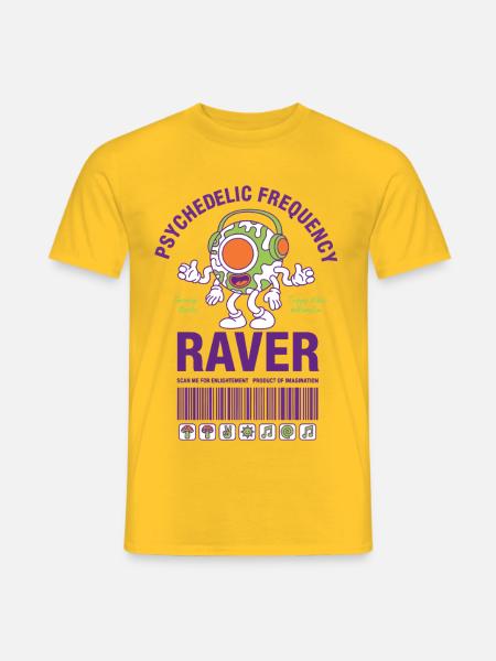 Psychedelic Frequency Raver Trippy Mushroom Rave - Männer T-Shirt - Gelb