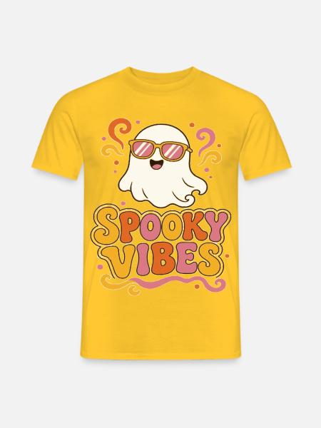 Spooky Vibes Geist mit Sonnenbrille - Männer T-Shirt - Gelb