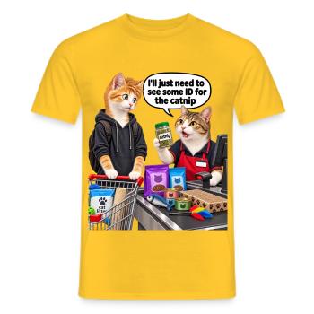 Katzenminze-ID - Männer T-Shirt - Gelb - Vorne - AI Model Male 178 dark (178cm)