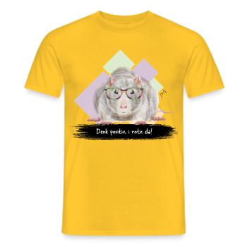 JvG Ratte "Denk positiv, i roz da!" - Männer T-Shirt - Gelb - Vorne - AI Model Male 178 dark (178cm)