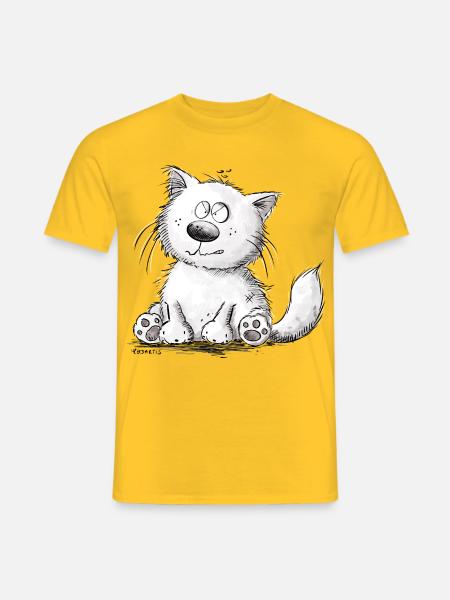 Mürrische Katze mit schlechter Laune - Männer T-Shirt - Gelb