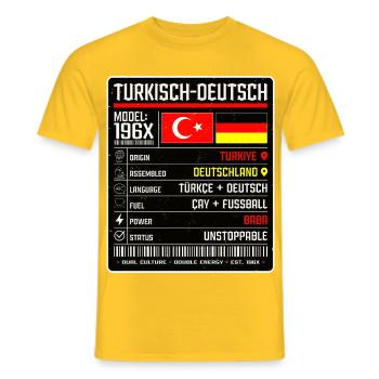 Türkischer Vater aus Deutschland Jahrgang 70er - Männer T-Shirt - Gelb - Vorne - AI Model Male 178 dark (178cm)