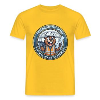 Lustiger Bauingenieur Beaver berechnet Chaos - Männer T-Shirt - Gelb - Vorne - AI Model Male 178 dark (178cm)