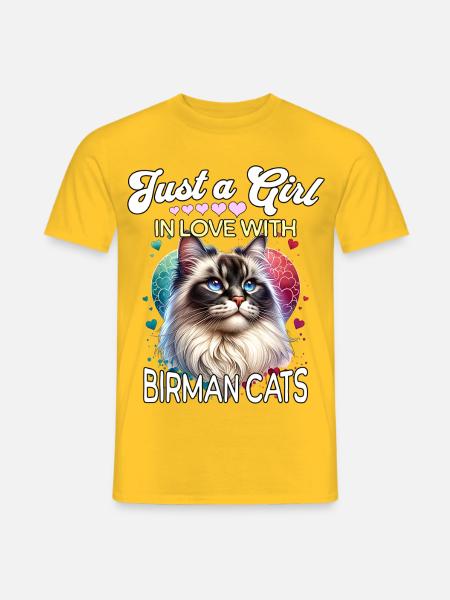 Birma Katze Mädchen - Männer T-Shirt - Gelb