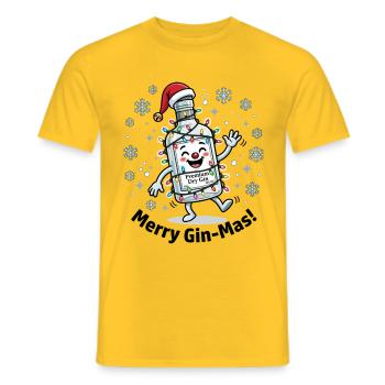 Frohe Gin-Mas lustige Weihnachten Gin Schwarzer Text - Männer T-Shirt - Gelb - Vorne - AI Model Male 178 dark (178cm)