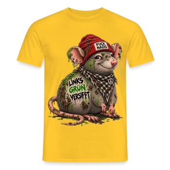 Links Grün Versifft Ratte - Männer T-Shirt - Gelb - Vorne - AI Model Male 178 dark (178cm)