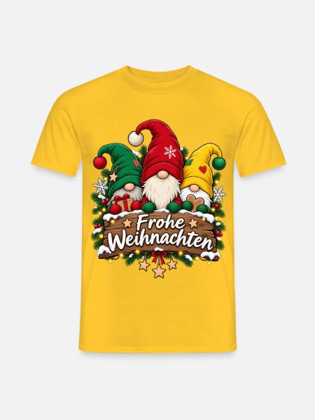 Frohe Weihnachten – Lustige Weihnachtswichtel - Männer T-Shirt - Gelb