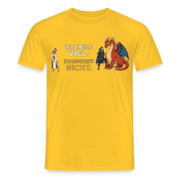 Ich heile viel. Dummheit nicht. – Heiler RPG - Männer T-Shirt - Gelb - Vorne - AI Model Male 178 dark (178cm)