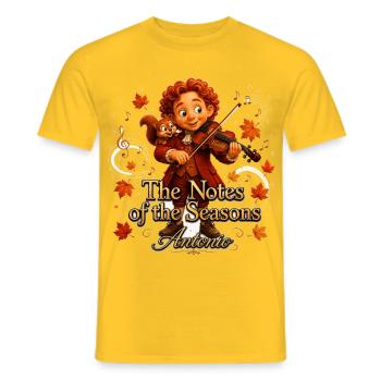 Vivaldi Music Gift – Die Noten der Jahreszeiten - Männer T-Shirt - Gelb - Vorne - AI Model Male 178 dark (178cm)