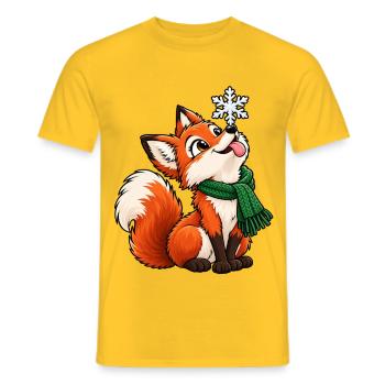 Weihnachten Fuchs Schneeflocke Winter Geschenk - Männer T-Shirt - Gelb - Vorne - AI Model Male 178 dark (178cm)