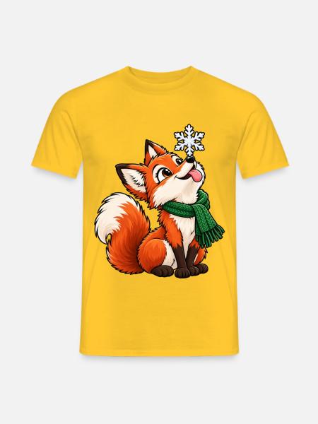 Weihnachten Fuchs Schneeflocke Winter Geschenk - Männer T-Shirt - Gelb