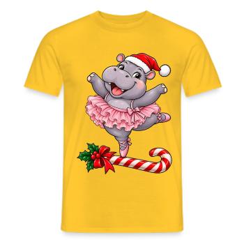 Weihnachten Nilpferd Ballett Ballerina Geschenk - Männer T-Shirt - Gelb - Vorne - AI Model Male 178 dark (178cm)