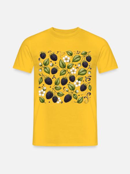 Brombeeren Muster Beeren Wald Botanisch Früchte - Männer T-Shirt - Gelb