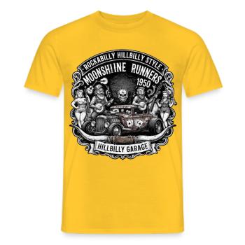 Moonshine Runners Hillbilly Garage 1950 - Männer T-Shirt - Gelb - Vorne - AI Model Male 178 dark (178cm)