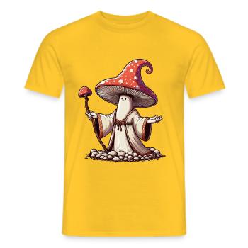 Pilz Zauberer - Männer T-Shirt - Gelb - Vorne - AI Model Male 178 dark (178cm)