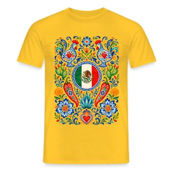 Mexiko | Nopal, Agave & Volkskunst - Männer T-Shirt - Gelb - Vorne - AI Model Male 178 dark (178cm)