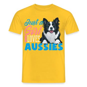 Australian Shepherd - Mein treuer Aussie - Männer T-Shirt - Gelb - Vorne - AI Model Male 178 dark (178cm)