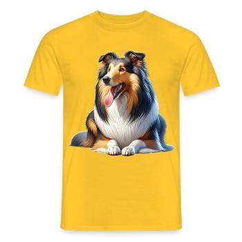 Langhaar Collie - Männer T-Shirt - Gelb - Vorne - AI Model Male 178 dark (178cm)