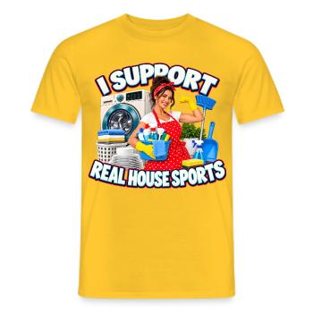 Real House Sports JGA Spruch - Männer T-Shirt - Gelb - Vorne - AI Model Male 178 dark (178cm)