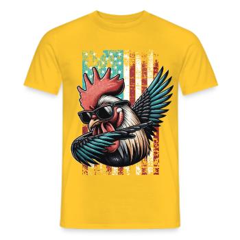 Rooster US Hahn - Männer T-Shirt - Gelb - Vorne - AI Model Male 178 dark (178cm)