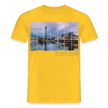 Düsseldorf in Nordrhein Westfalen mit Skyline - Männer T-Shirt - Gelb - Vorne - AI Model Male 178 dark (178cm)