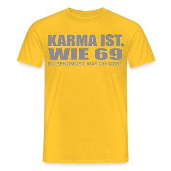 Karma 69  - Männer T-Shirt - Gelb - Vorne - AI Model Male 178 dark (178cm)