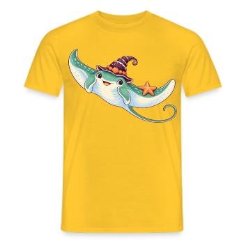 Mantarochen mit Muschelhexenhut - Männer T-Shirt - Gelb - Vorne - AI Model Male 178 dark (178cm)