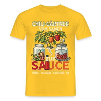 Chili-Gärtner Vom Samen Zur Sauce - Männer T-Shirt - Gelb - Vorne - AI Model Male 178 dark (178cm)