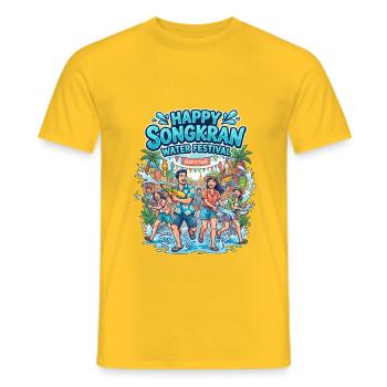Happy Songkran Wasser Festival - Männer T-Shirt - Gelb - Vorne - AI Model Male 178 dark (178cm)