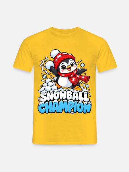 Schneeball-Champion Pinguin - Männer T-Shirt - Gelb