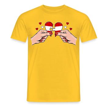 Österreich Frauenhände Herzpuzzle - Männer T-Shirt - Gelb - Vorne - AI Model Male 178 dark (178cm)