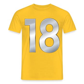 Zahl 18 Achtzehn - Männer T-Shirt - Gelb - Vorne - AI Model Male 178 dark (178cm)