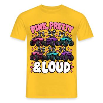 Pink Pretty & Loud Monster Trucks - Männer T-Shirt - Gelb - Vorne - AI Model Male 178 dark (178cm)