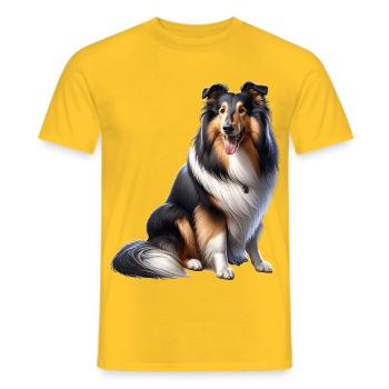 Langhaar Collie Collie - Männer T-Shirt - Gelb - Vorne - AI Model Male 178 dark (178cm)