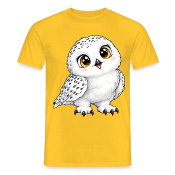 Schneeeule Kawaii Style – Süßer Wintervogel - Männer T-Shirt - Gelb - Vorne - AI Model Male 178 dark (178cm)