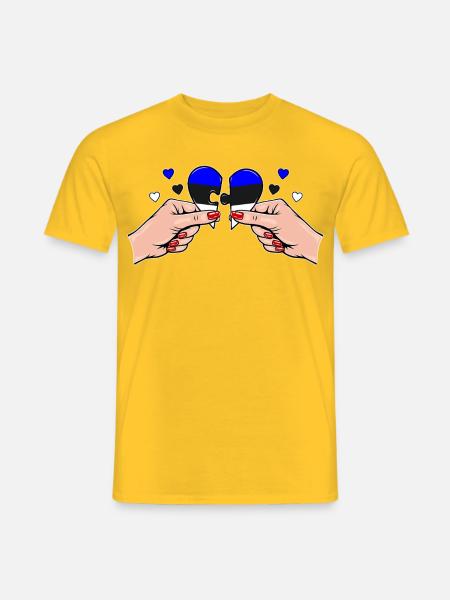 Estland Frauenhände Herzpuzzle - Männer T-Shirt - Gelb
