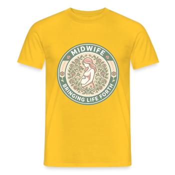 Hebamme bringt Leben hervor Blumenabzeichen Geschenk - Männer T-Shirt - Gelb - Vorne - AI Model Male 178 dark (178cm)